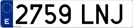 Ejemplo de matrícula de coche ordinaria 2759 LNJ