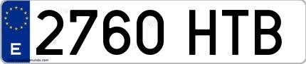 Ejemplo de matrícula española 2760 HTB