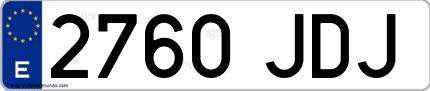 Ejemplo de matrícula española 2760 JDJ