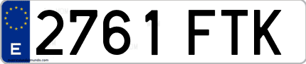 Ejemplo de matrícula de coche ordinaria 2761 FTK