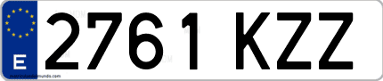 Ejemplo de matrícula de coche ordinaria 2761 KZZ