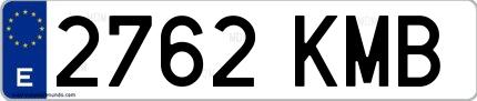 Ejemplo de matrícula española 2762 KMB