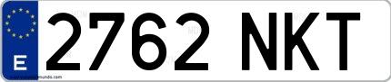 Ejemplo de matrícula española 2762 NKT