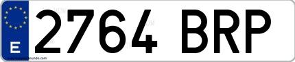 Ejemplo de matrícula española 2764 BRP