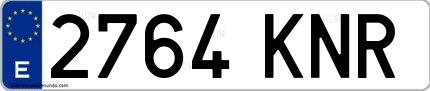 Ejemplo de matrícula española 2764 KNR