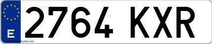Ejemplo de matrícula española 2764 KXR