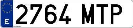 Ejemplo de matrícula española 2764 MTP