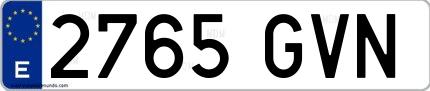 Ejemplo de matrícula española 2765 GVN
