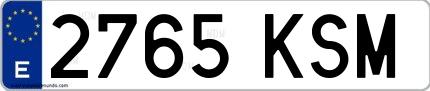 Ejemplo de matrícula española 2765 KSM