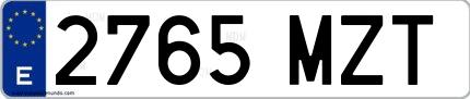 Ejemplo de matrícula española 2765 MZT