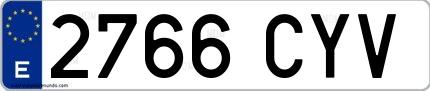 Ejemplo de matrícula española 2766 CYV