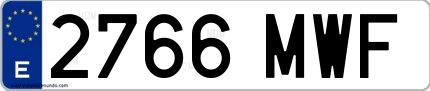 Ejemplo de matrícula española 2766 MWF