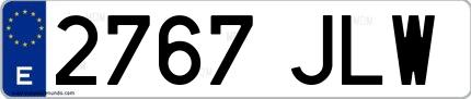 Ejemplo de matrícula española 2767 JLW