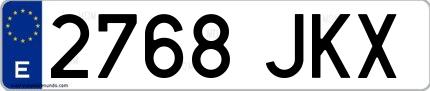 Ejemplo de matrícula española 2768 JKX