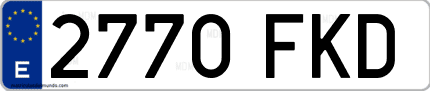 Ejemplo de matrícula de coche ordinaria 2770 FKD