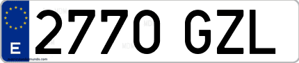 Ejemplo de matrícula de coche ordinaria 2770 GZL