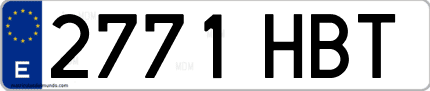 Ejemplo de matrícula de coche ordinaria 2771 HBT