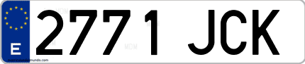 Ejemplo de matrícula de coche ordinaria 2771 JCK