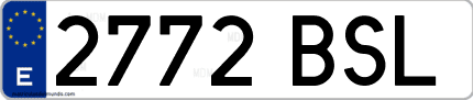 Ejemplo de matrícula de coche ordinaria 2772 BSL