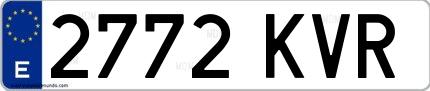 Ejemplo de matrícula española 2772 KVR