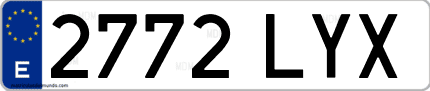 Ejemplo de matrícula de coche ordinaria 2772 LYX