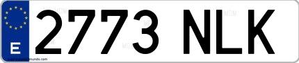 Ejemplo de matrícula española 2773 NLK