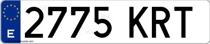 Ejemplo de matrícula española 2775 KRT