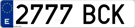 Ejemplo de matrícula de coche ordinaria 2777 BCK