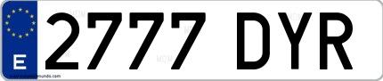Ejemplo de matrícula española 2777 DYR