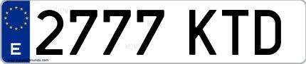 Ejemplo de matrícula española 2777 KTD