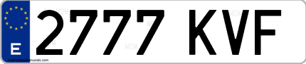 Ejemplo de matrícula de coche ordinaria 2777 KVF