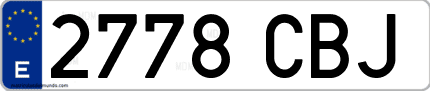 Ejemplo de matrícula de coche ordinaria 2778 CBJ