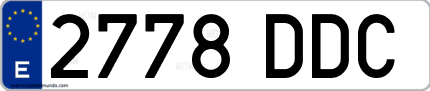 Ejemplo de matrícula de coche ordinaria 2778 DDC