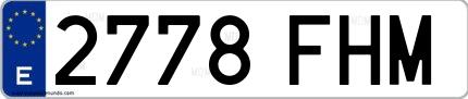 Ejemplo de matrícula española 2778 FHM