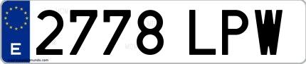 Ejemplo de matrícula española 2778 LPW