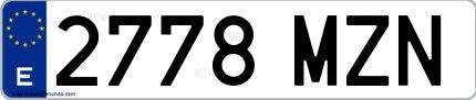 Ejemplo de matrícula española 2778 MZN