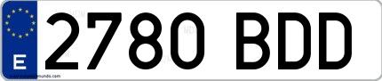 Ejemplo de matrícula española 2780 BDD