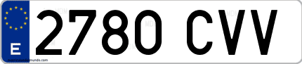Ejemplo de matrícula de coche ordinaria 2780 CVV