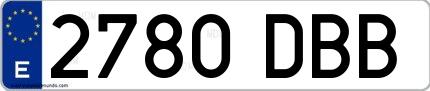 Ejemplo de matrícula española 2780 DBB
