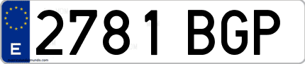 Ejemplo de matrícula de coche ordinaria 2781 BGP