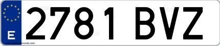 Ejemplo de matrícula española 2781 BVZ