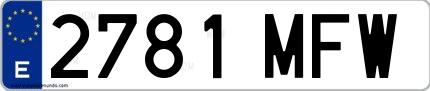 Ejemplo de matrícula española 2781 MFW