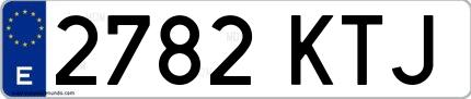 Ejemplo de matrícula española 2782 KTJ
