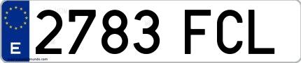 Ejemplo de matrícula española 2783 FCL