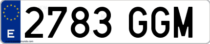 Ejemplo de matrícula de coche ordinaria 2783 GGM
