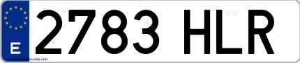 Ejemplo de matrícula española 2783 HLR
