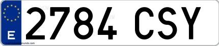 Ejemplo de matrícula española 2784 CSY
