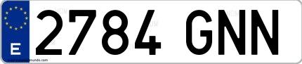 Ejemplo de matrícula española 2784 GNN