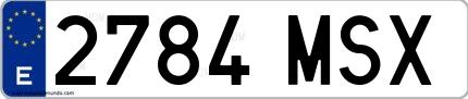 Ejemplo de matrícula española 2784 MSX