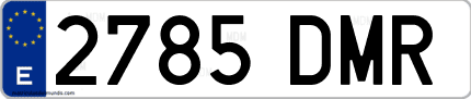 Ejemplo de matrícula de coche ordinaria 2785 DMR